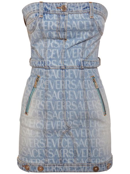 Mini baskılı denim elbise Versace