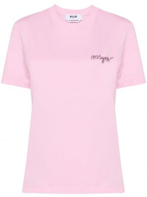 T-shirt mit stickerei aus baumwoll Msgm pink