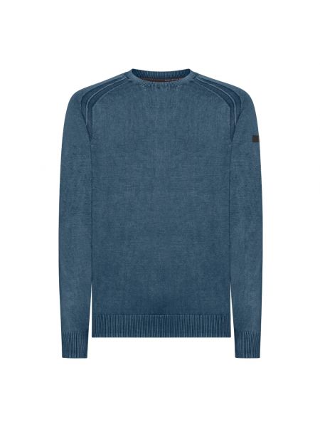 Sweter bawełniany z okrągłym dekoltem Rrd niebieski