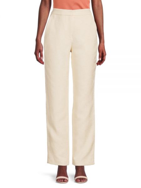 Текстурированные зауженные брюки с высокой посадкой Brandon Maxwell, Antique White