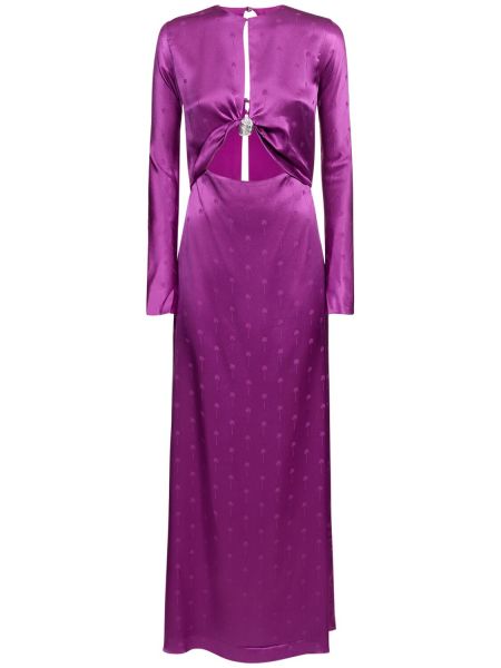 Vestido largo de seda de tejido jacquard Johanna Ortiz violeta