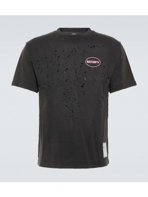 Bavlněné tričko s oděrkami jersey Satisfy černé