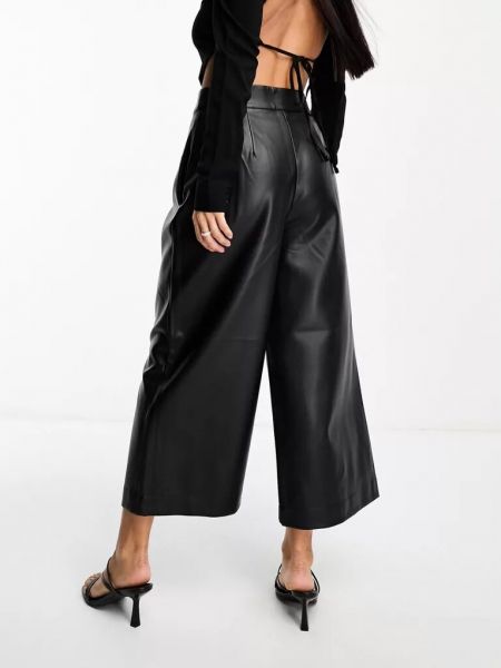Кожаные брюки из искусственной кожи French Connection черные