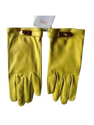 Rękawiczki skórzane Hermès Vintage żółte