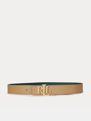 Cinturón de cuero con hebilla reversible Lauren Ralph Lauren dorado