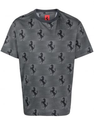 T-shirt à imprimé Ferrari gris