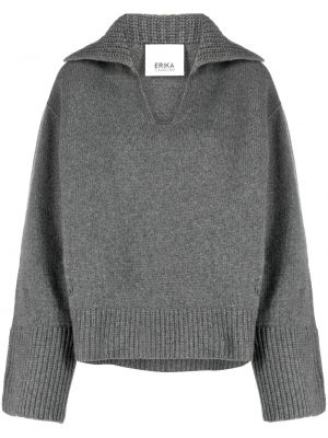 Кашмирен пуловер Erika Cavallini сиво