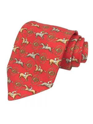 Krawat retro Hermès Vintage czerwony