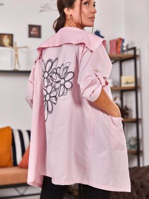 Květinová bunda s potiskem Armonika růžová