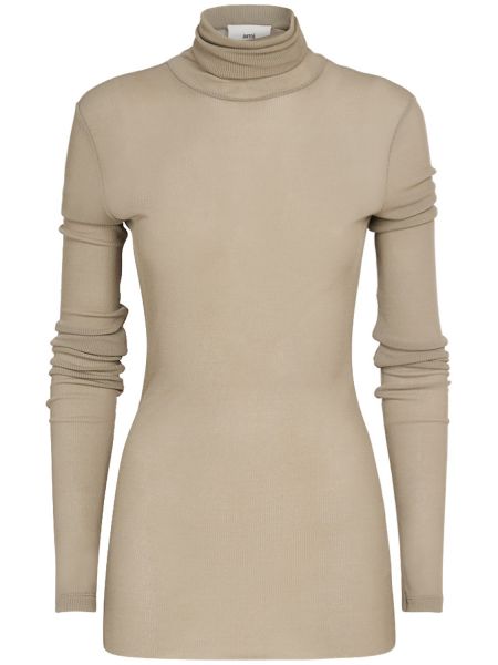 Viskose turtleneck topp Ami Paris beige