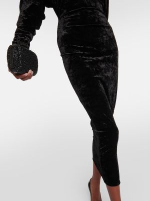 Žametna dolga obleka iz rebrastega žameta Alexandre Vauthier črna