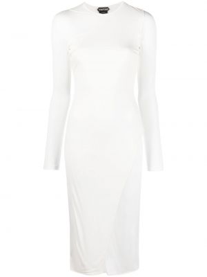 Asymetrické průsvitné koktejlové šaty Tom Ford bílé