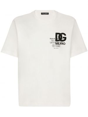 Bombažna majica z vezenjem Dolce & Gabbana bela