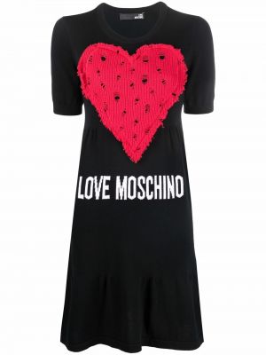 Szív mintás ruha Love Moschino fekete
