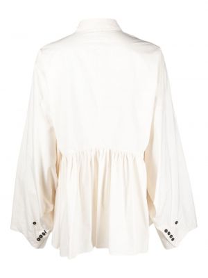 Hemd aus baumwoll mit plisseefalten Rundholz weiß