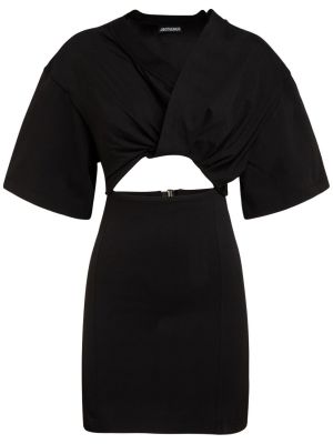 Bavlnené mini šaty Jacquemus čierna