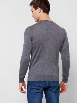 Шерстяной пуловер Boss серый
