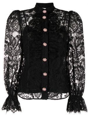 Φλοράλ μπλούζα με δαντέλα Zimmermann μαύρο