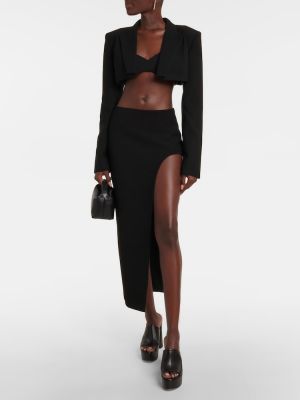 Midi sukně s vysokým pasem Mã´not černé