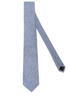 Шелковый льняной галстук Cesare Attolini голубой