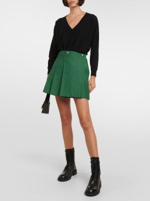Πλισέ μάλλινη φούστα mini Plan C πράσινο