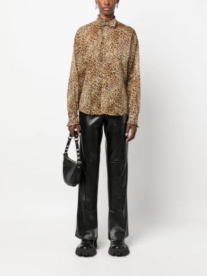 Hemd aus baumwoll mit print mit leopardenmuster Dsquared2 braun