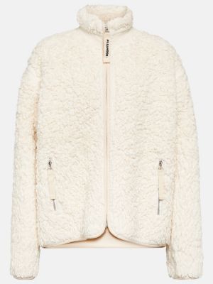 Βαμβακερός μπουφάν με γούνα Jil Sander λευκό