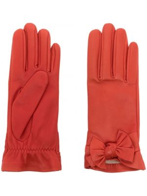 Kožené rukavice s mašlí Paule Ka červené