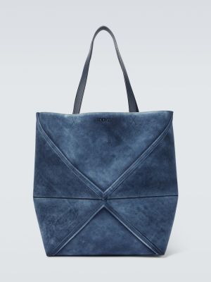 Semišová shopper kabelka Loewe modrá