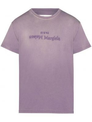 Bavlněné tričko s potiskem Maison Margiela fialové