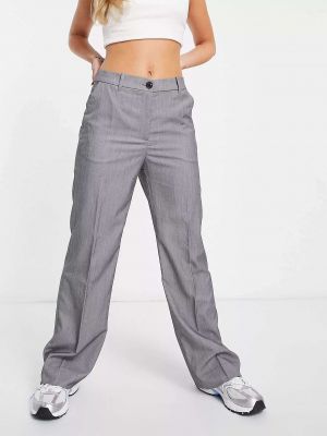 Меланжевые прямые брюки Monki серые