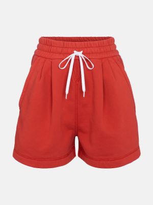 Shorts taille haute en coton Miu Miu rouge
