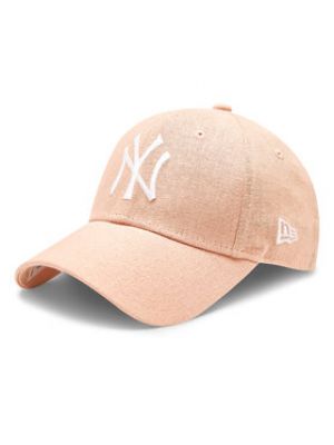 Lniana czapka z daszkiem New Era różowa