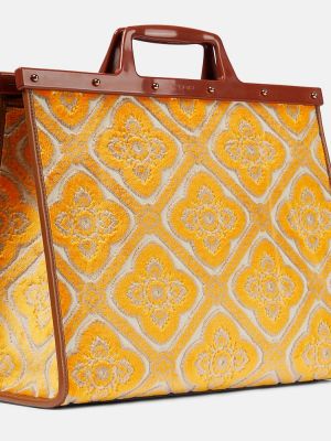 Kožená nákupná taška s paisley vzorom Etro béžová