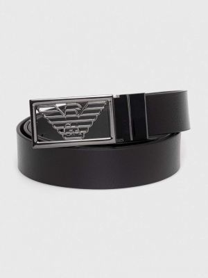 Oboustranný kožený pásek Emporio Armani černý
