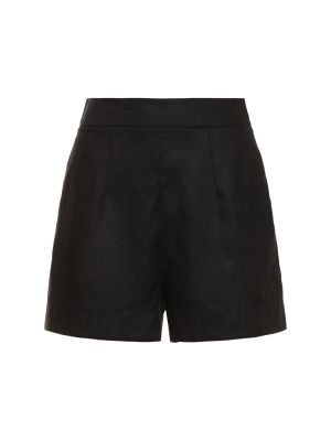 Pantalones cortos de cintura alta de lino Ermanno Scervino negro