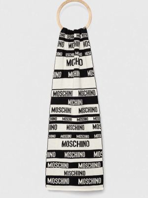 Вълнен шал с принт Moschino бяло