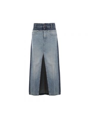 Spódnica jeansowa z frędzli Stella Mccartney niebieska