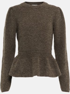 Sweter wełniany z baskinką Lemaire brązowy