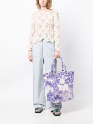 Bavlněná shopper kabelka s potiskem Marant Etoile fialová