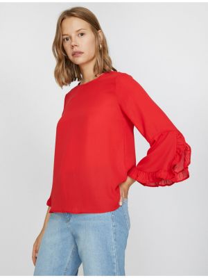 Czerwona bluzka z długim rękawem Koton