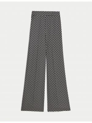Puntíkaté saténové kalhoty Marks & Spencer černé