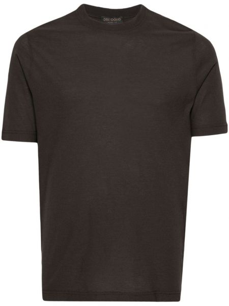 Bombažna majica z okroglim izrezom Dell'oglio rjava