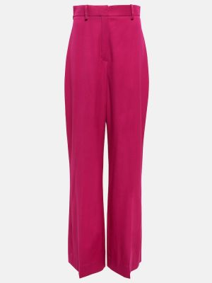 Μάλλινο παντελόνι με ψηλή μέση σε φαρδιά γραμμή Nina Ricci ροζ