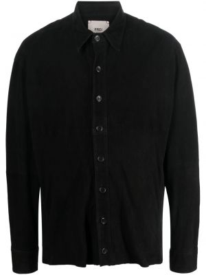 Kožená košile s oděrkami Frei-mut černá