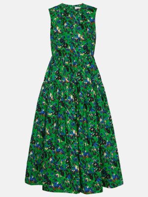 Sukienka midi bawełniana Erdem zielona