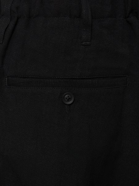 Λινό παντελόνι από βισκόζη Yohji Yamamoto μαύρο