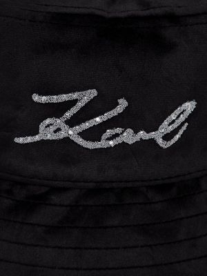 Welurowy kapelusz Karl Lagerfeld czarny