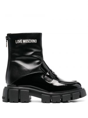 Ankle boots z nadrukiem Love Moschino czarne