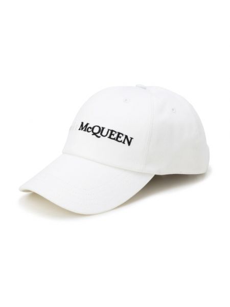 Haftowana czapka z daszkiem Alexander Mcqueen biała